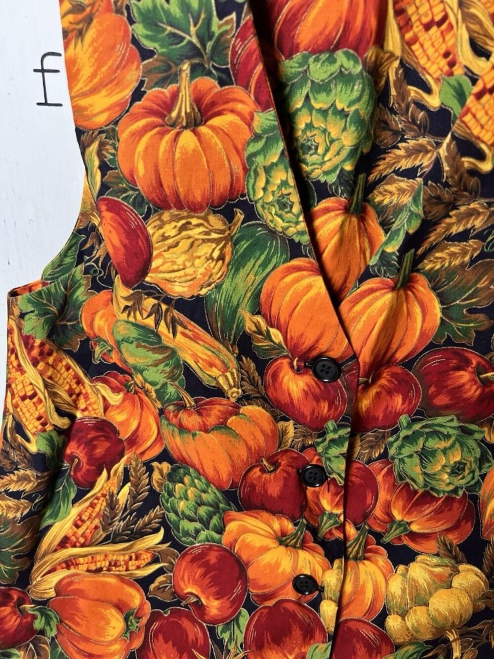 Quirky Grandma core Pumpkin Thanksgiving Harvest Vest Size Medium.  Bb - Picture 6 of 6